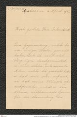 Nachlass Franz Steindachner, Brief von C. M. L. Popta an Franz Steindachner (02.04.1907), Inv.Nr. 403.06, Seite 1